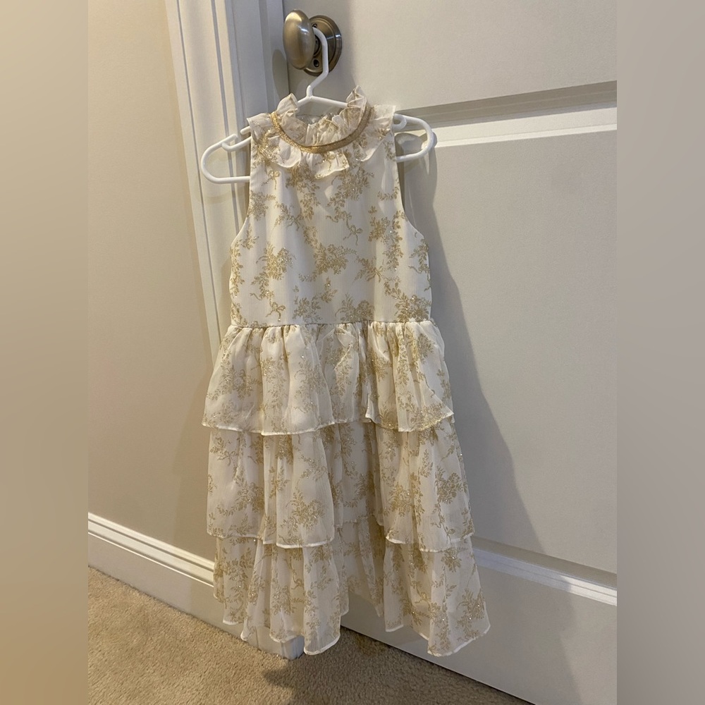 JANIE and JACK Glitter Leaf Tiered Chiffon Dress